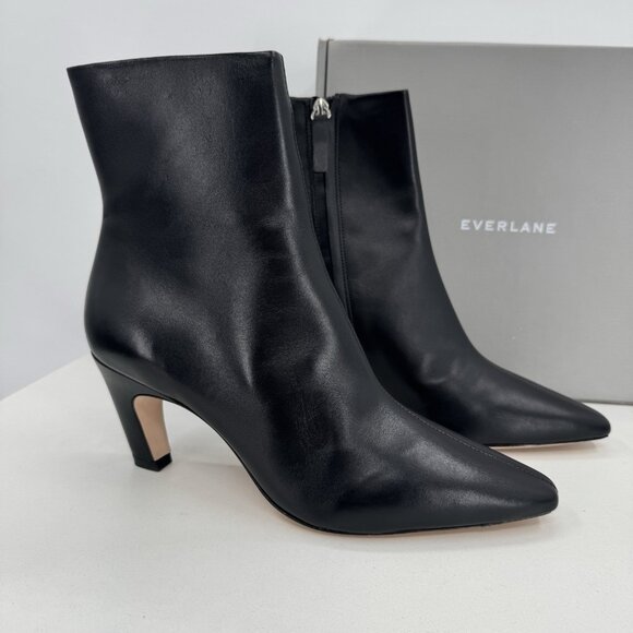 Everlane The Short Banana Heel Boot in Black Leather size 11 Ankle Side Zip NIB - Picture 1 of 10